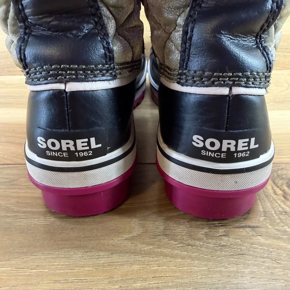 Sorel Tofino Nori Blush Snow‎ Boots Womens 7 Black Waterproof Faux Fur Tall